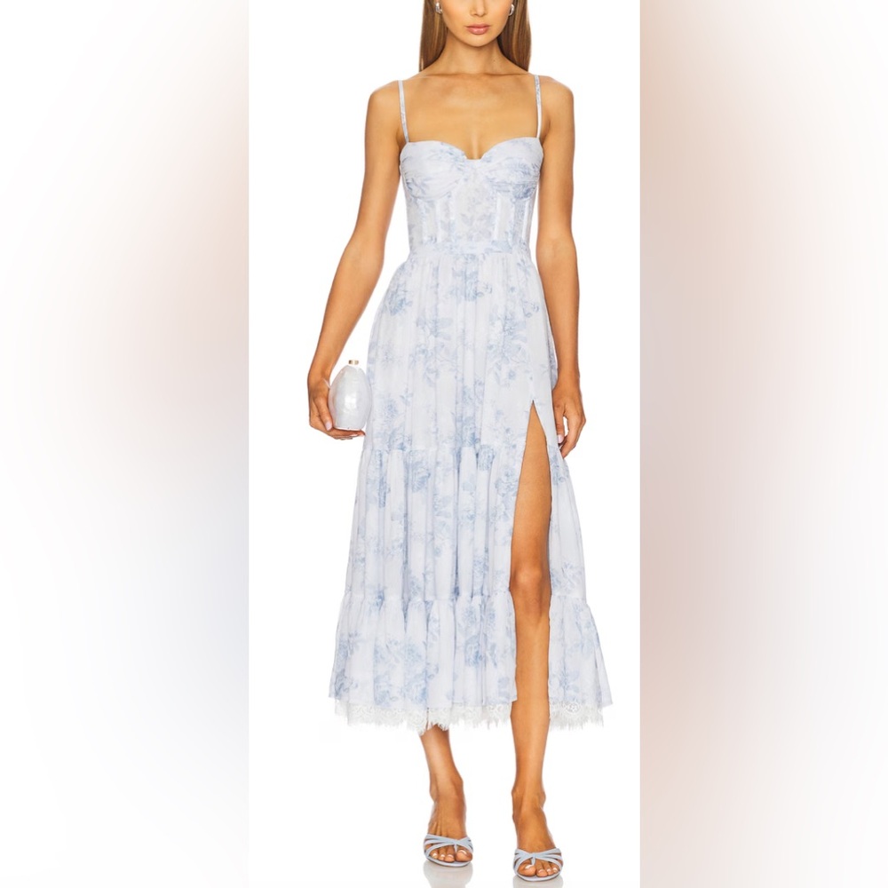 V Chapman Lara Gown in Blue Tapestry Rose Size 2